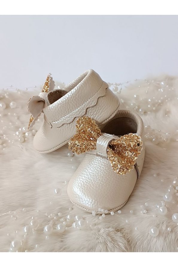 Hodore Sofia Cream Genuine Leather Baby Moccasins