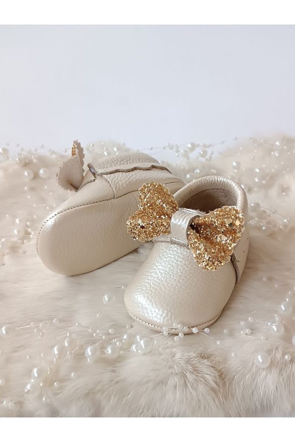 Hodore Sofia Cream Genuine Leather Baby Moccasins