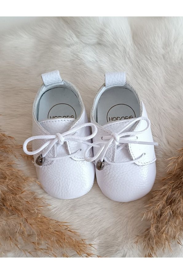 Hodore Alfa White Leather Baby Shoes