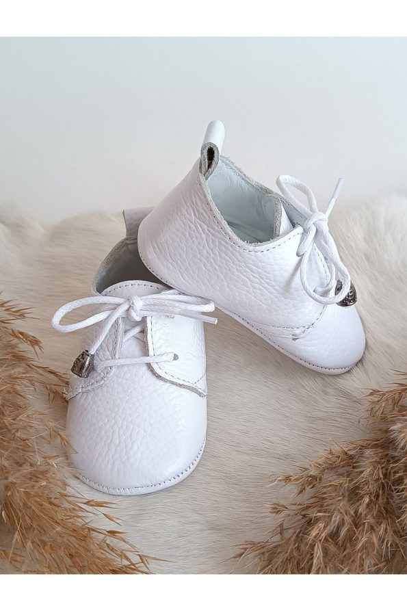 Hodore Alfa White Leather Baby Shoes
