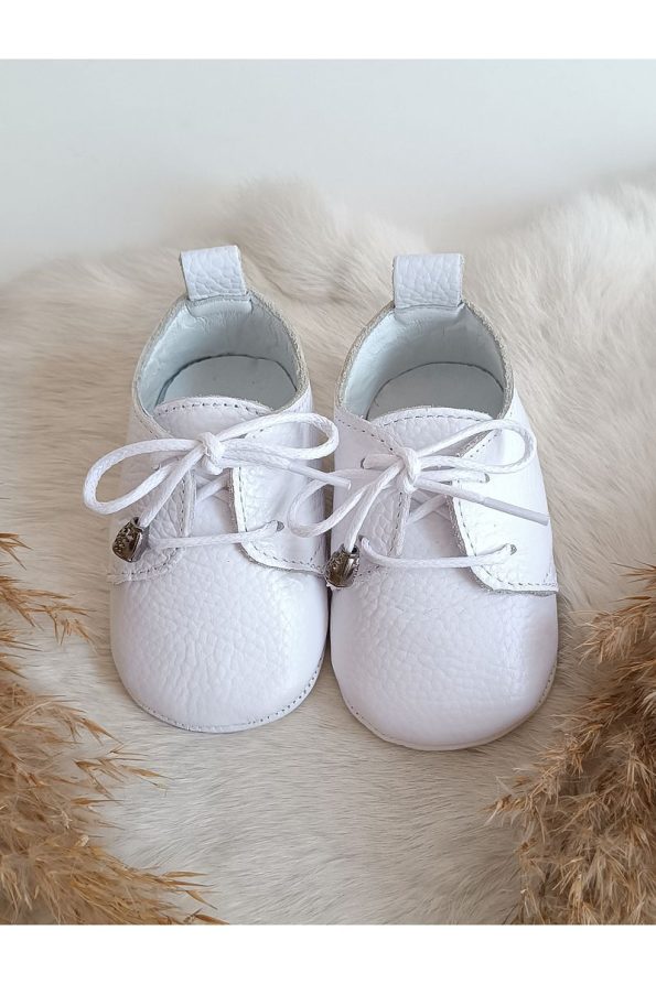 Hodore Alfa White Leather Baby Shoes