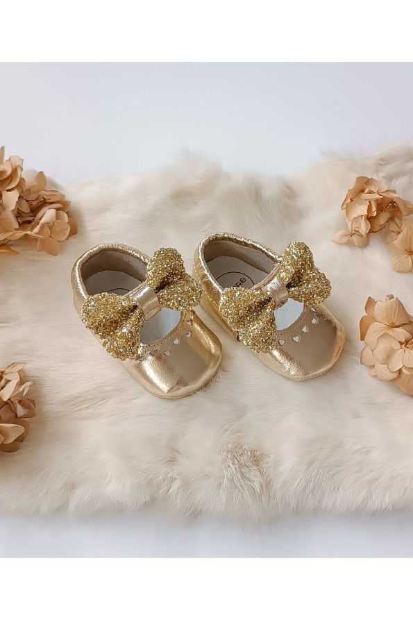 Hodore Alice Gold Genuine Leather Baby Moccasins