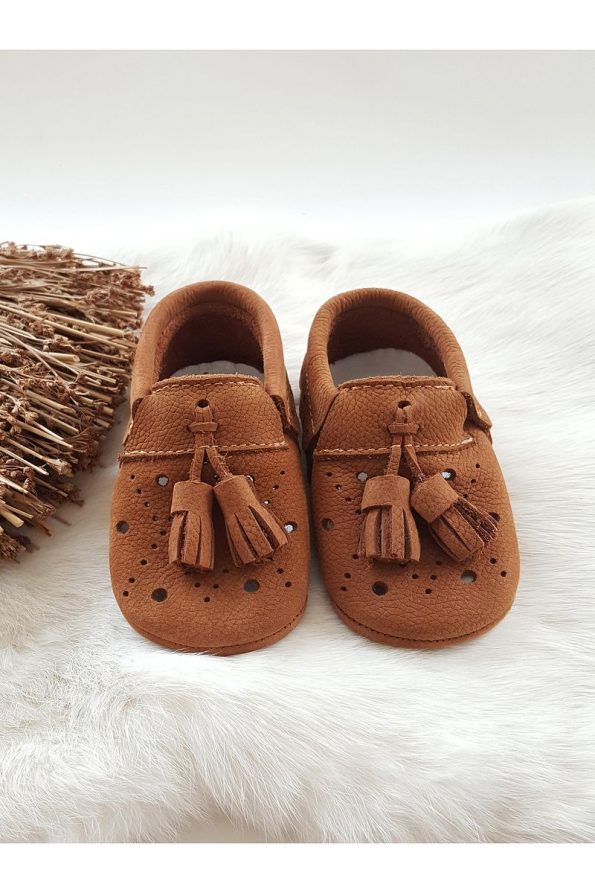 Hodore Axel Leather Baby Moccasins Tan Nubuck