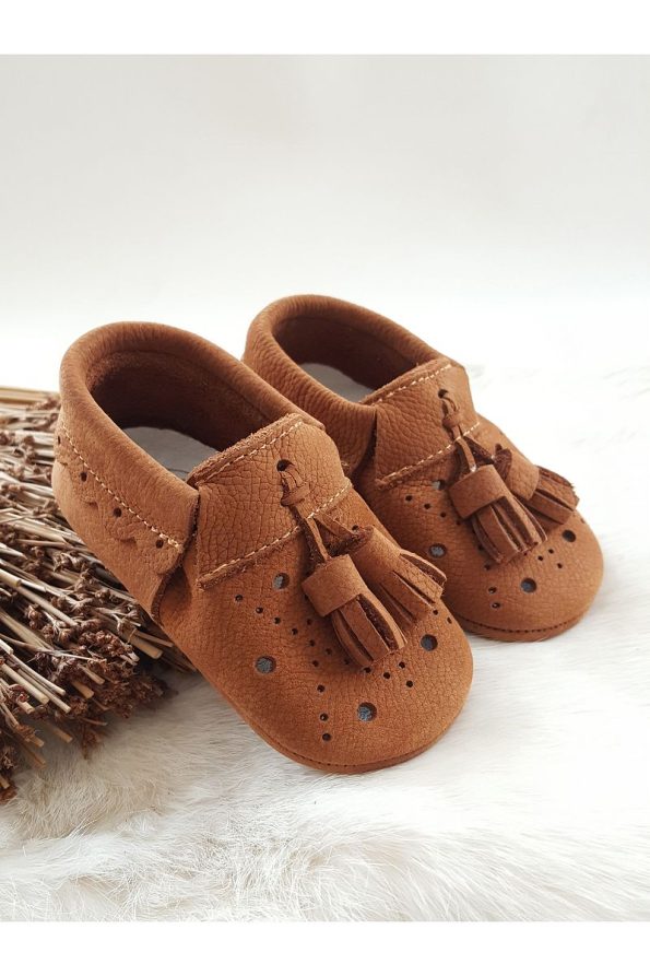 Hodore Axel Leather Baby Moccasins Tan Nubuck