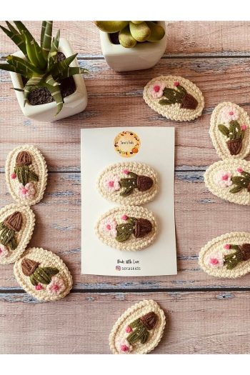 Seraskids Knitted Embroidered Baby and Kids Hair Clip Set