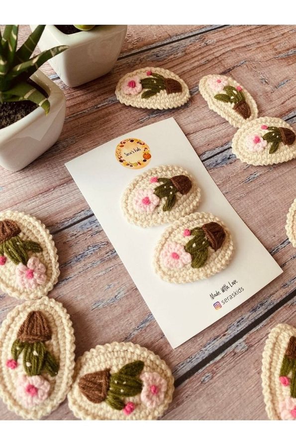 Seraskids Knitted Embroidered Baby and Kids Hair Clip Set