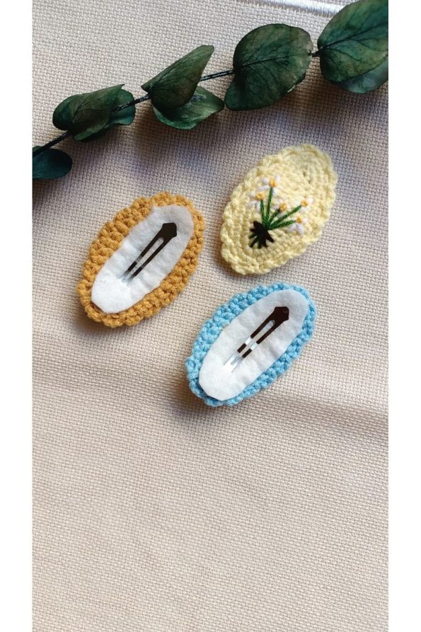 D&D CONCEPT Floral Embroidered Hair Clip Set for Girls