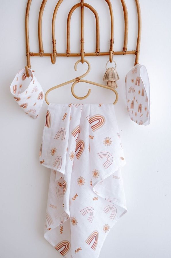 Lilabio 100% Organic Cotton Double Layer Rainbow Print Muslin Set