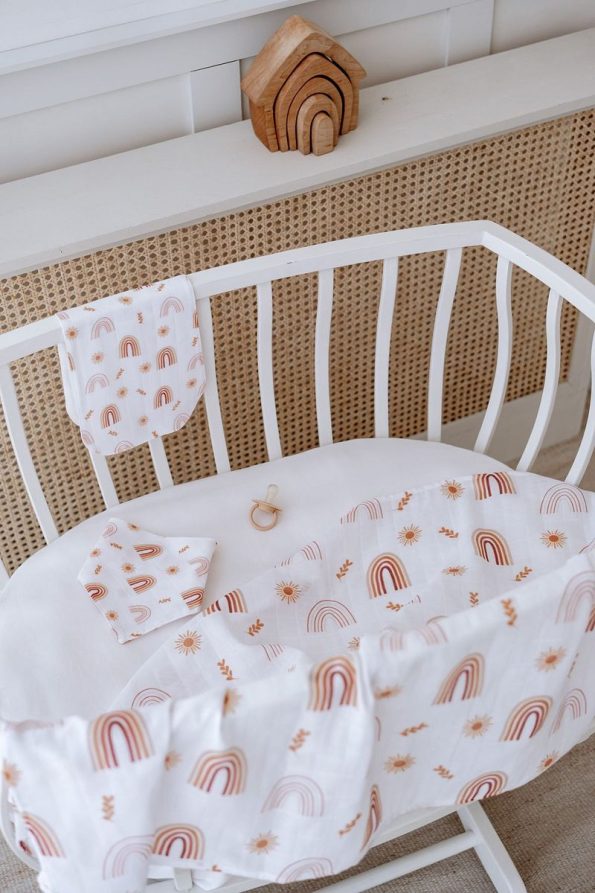 Lilabio 100% Organic Cotton Double Layer Rainbow Print Muslin Set