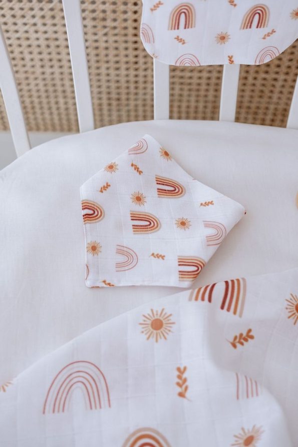 Lilabio 100% Organic Cotton Double Layer Rainbow Print Muslin Set