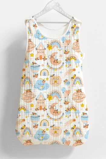 Tuğba Swan 4-Layer Muslin Baby Sleep Bag (0-18 Months) - Sweet Sky