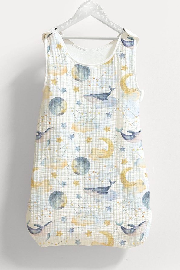 Tuğba Swan 4-Layer Muslin Baby Sleep Sack (0-18 Months) - Whale in the Sky