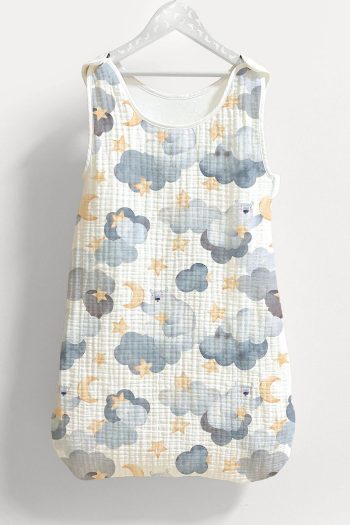 Tuğba Swan 4-Layer Muslin Baby Sleep Sack (0-18 Months) - Stars and Bears