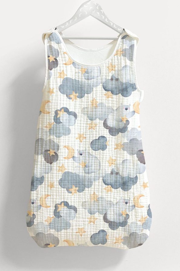 Tuğba Swan 4-Layer Muslin Baby Sleep Sack (0-18 Months) - Stars and Bears