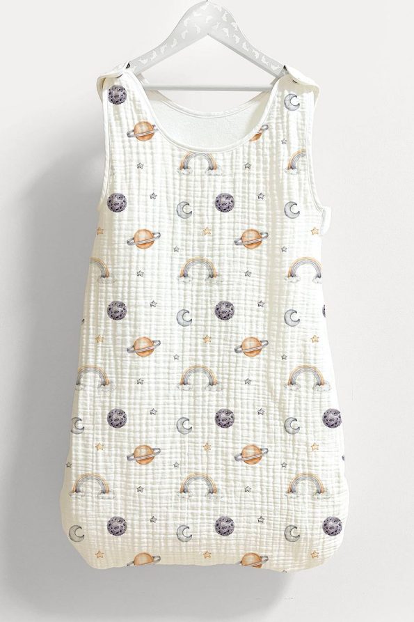 Tuğba Swan 4-Layer Muslin Baby Sleep Sack (0-18 Months) - Galaxy