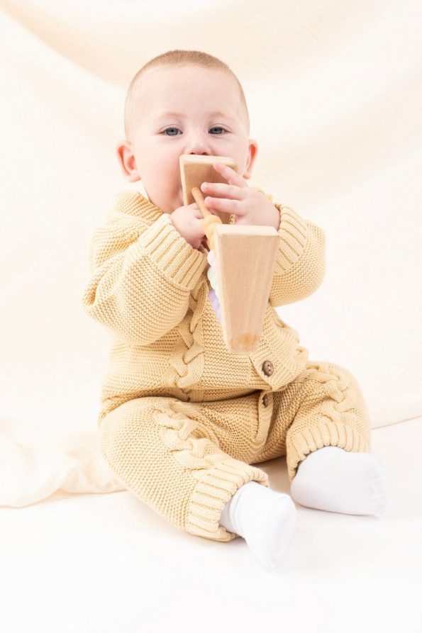 Vauva Unisex Baby Knit Romper with Long Sleeves