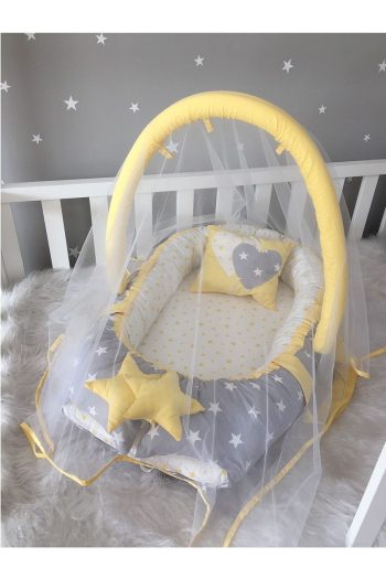 Jaju Baby Nest Yellow-Grey Design Canopy and Toy Hanger Luxurious Baby Nest