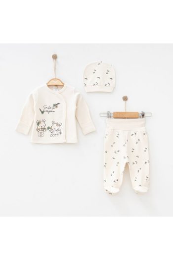 BABYLIM Baby Girl Hospital Departure Mini Rabbit Spring 3-Piece Newborn Set 100% Cotton