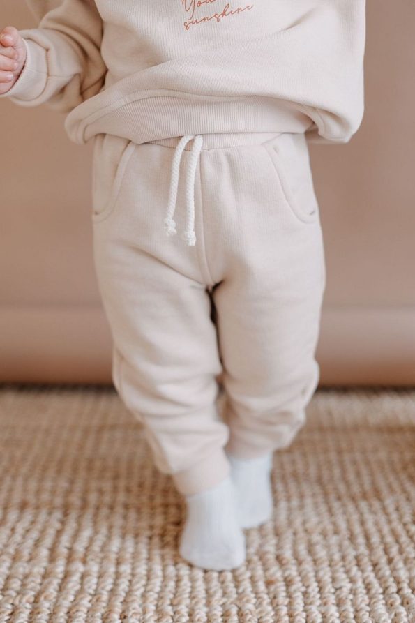 Lollie Baby&Kids Baby & Kids Sweatshirt and Pants Set, Printed 100% Cotton - Beige