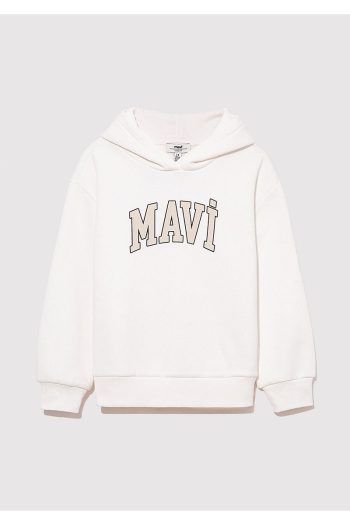 White Hoodie with Mavi Logo Print
