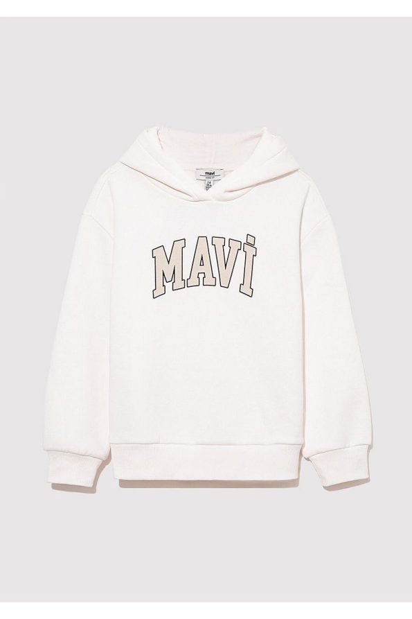 White Hoodie with Mavi Logo Print