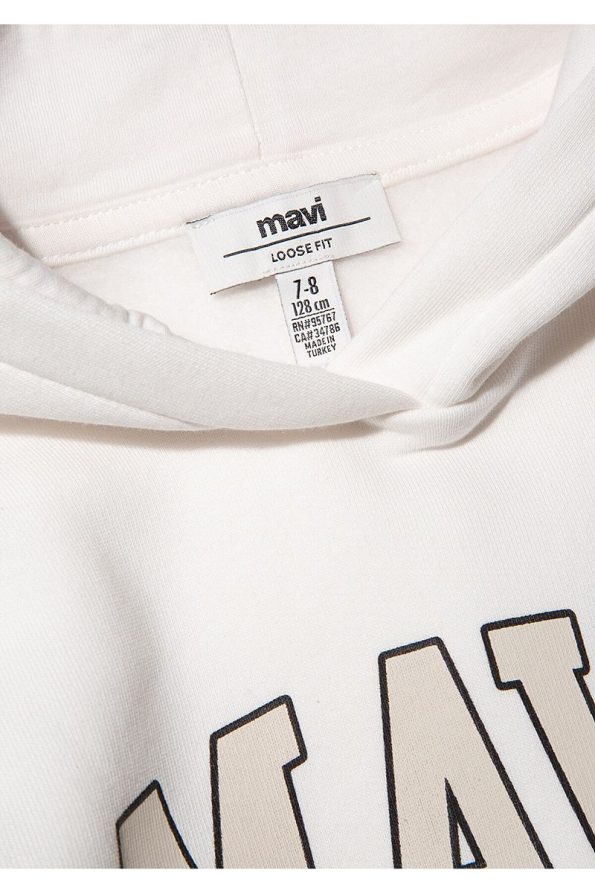 White Hoodie with Mavi Logo Print