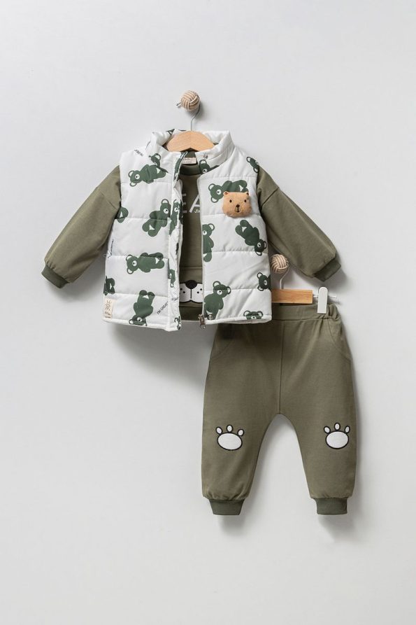 Jikko Baby Boys' Teddy Bear Accessory Padded Vest Tracksuit Set