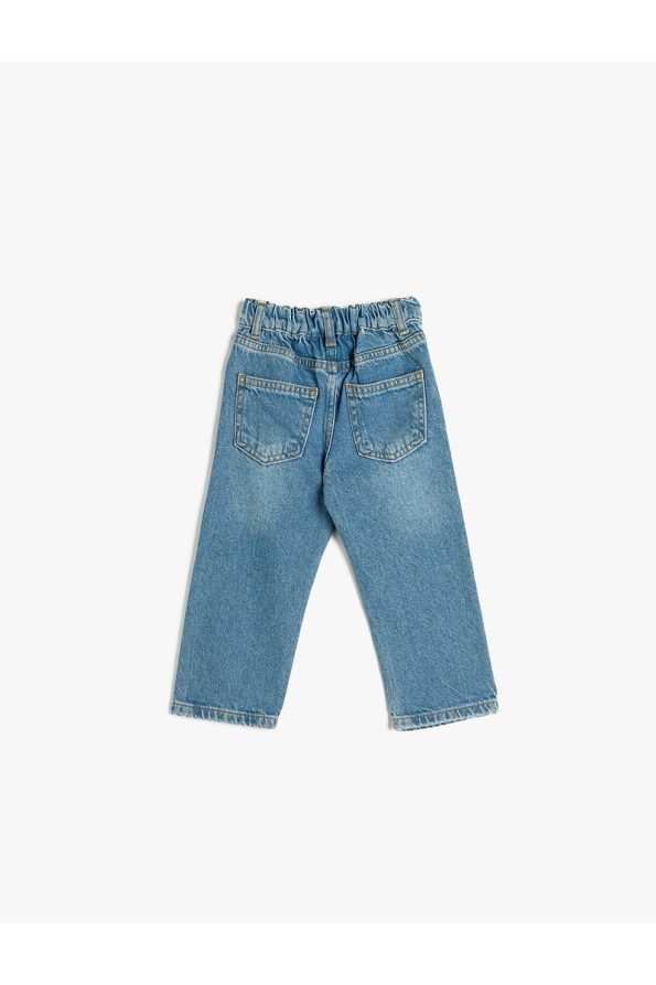 Cotton Straight Leg Jeans with Pockets