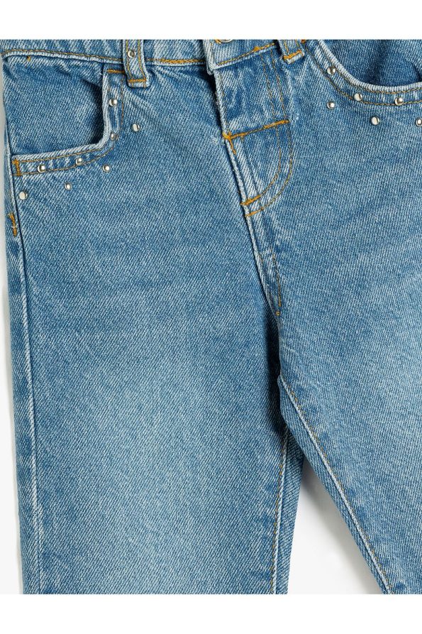 Cotton Straight Leg Jeans with Pockets