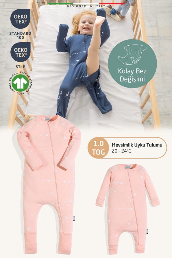 EleleLife Seasonal Children's Baby Sleeping Bag 1 Tog Blush Duck
