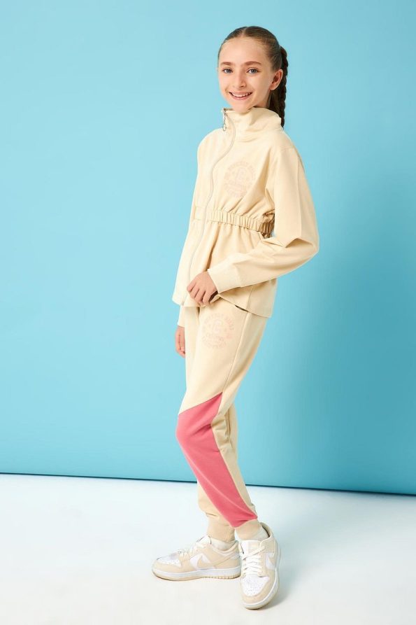 Perendi Beverly Hills Embroidered Detail Girl's Outfit Stone