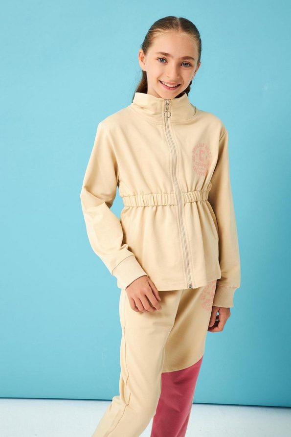 Perendi Beverly Hills Embroidered Detail Girl's Outfit Stone