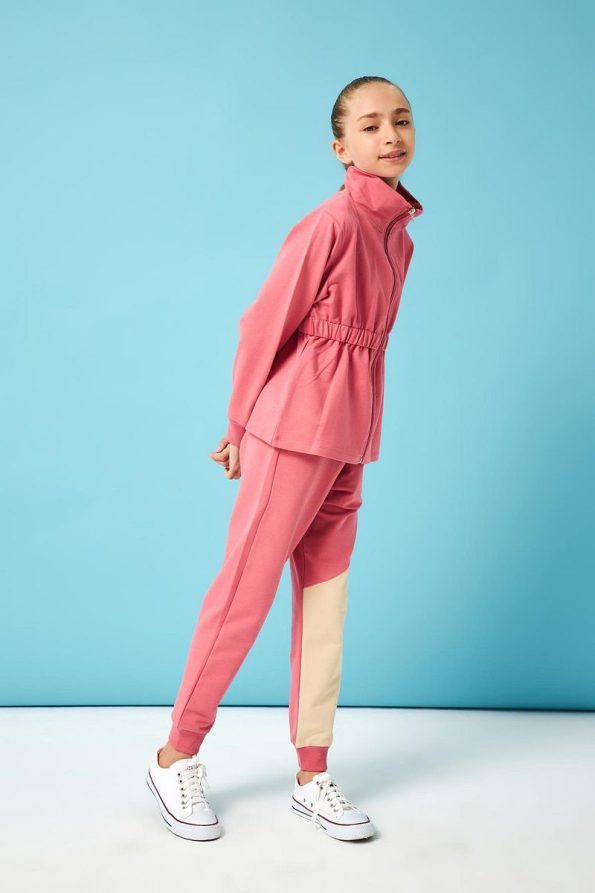 Perendi Beverly Hills Embroidered Detail Girls' Outfit in Rose Pink