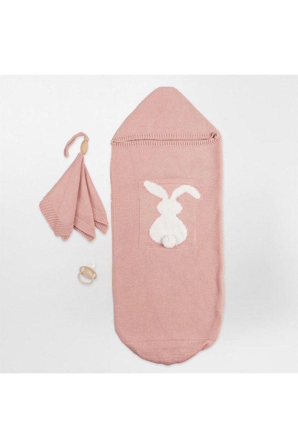 Minora Rabbit Pattern 2-Piece Cocoon Sleep Set Blush