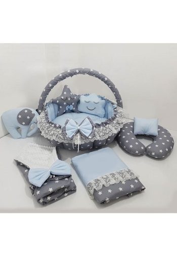 Jaju Baby Nest Gray Star Blue Design Play Mat Set