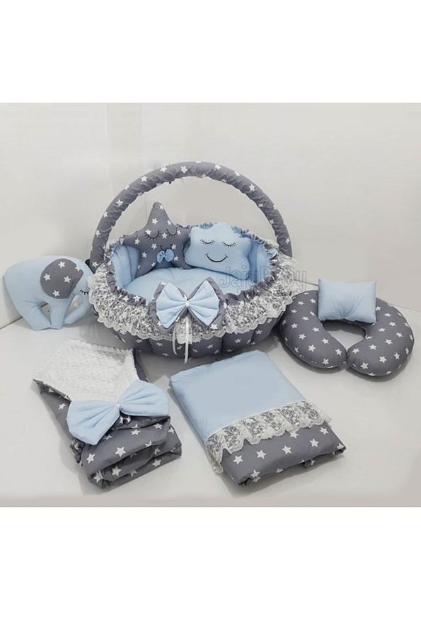 Jaju Baby Nest Gray Star Blue Design Play Mat Set