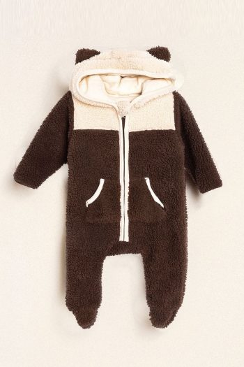 LUESS Unisex Baby Plush Ear Detail Romper (3 Months - 1 Year)