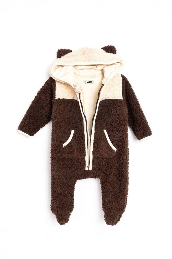 LUESS Unisex Baby Plush Ear Detail Romper (3 Months - 1 Year)