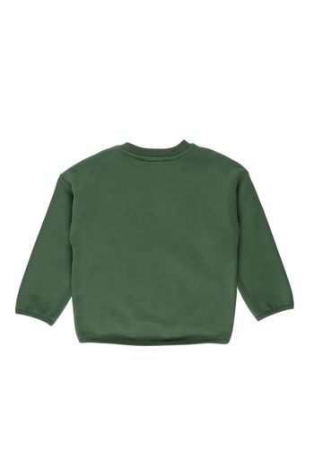 Green Sweatshirt with Three-Dimensional Design and Embroidery for Boys