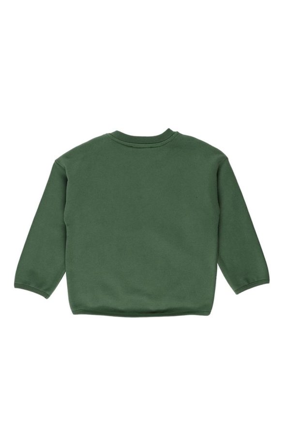 Green Sweatshirt with Three-Dimensional Design and Embroidery for Boys