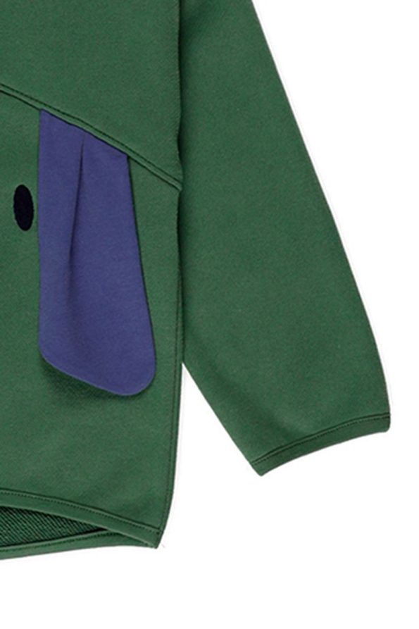 Green Sweatshirt with Three-Dimensional Design and Embroidery for Boys