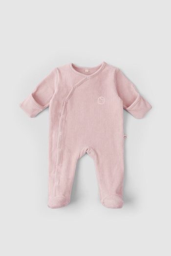 Little Gusto Pink Velvet Baby Jumpsuit with Built-in Mittens and Booties