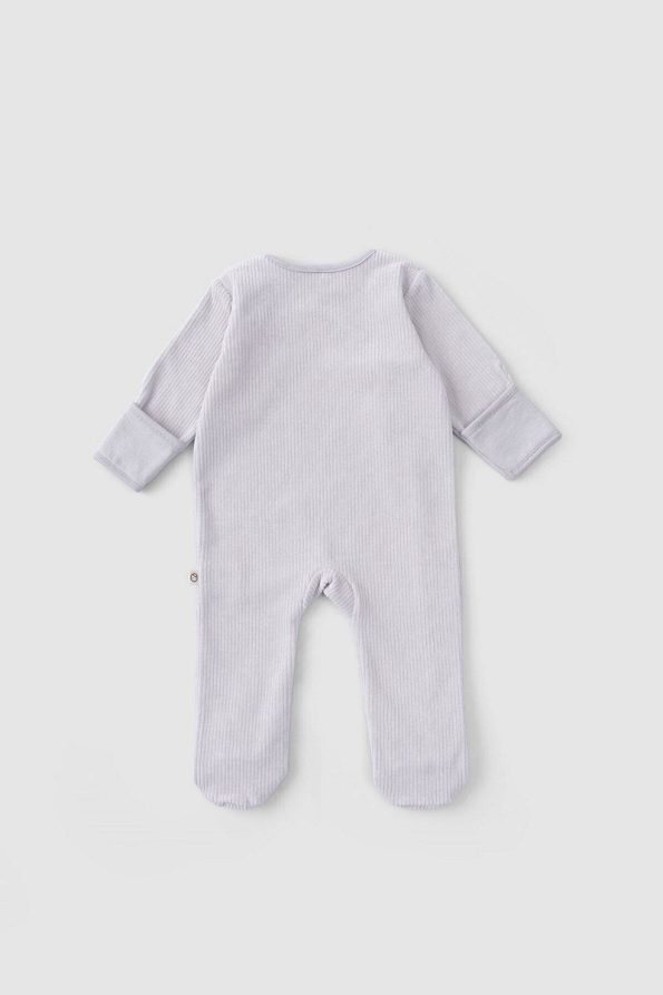 Little Gusto Self-Gloved Cuffed Velvet Baby Romper Gray