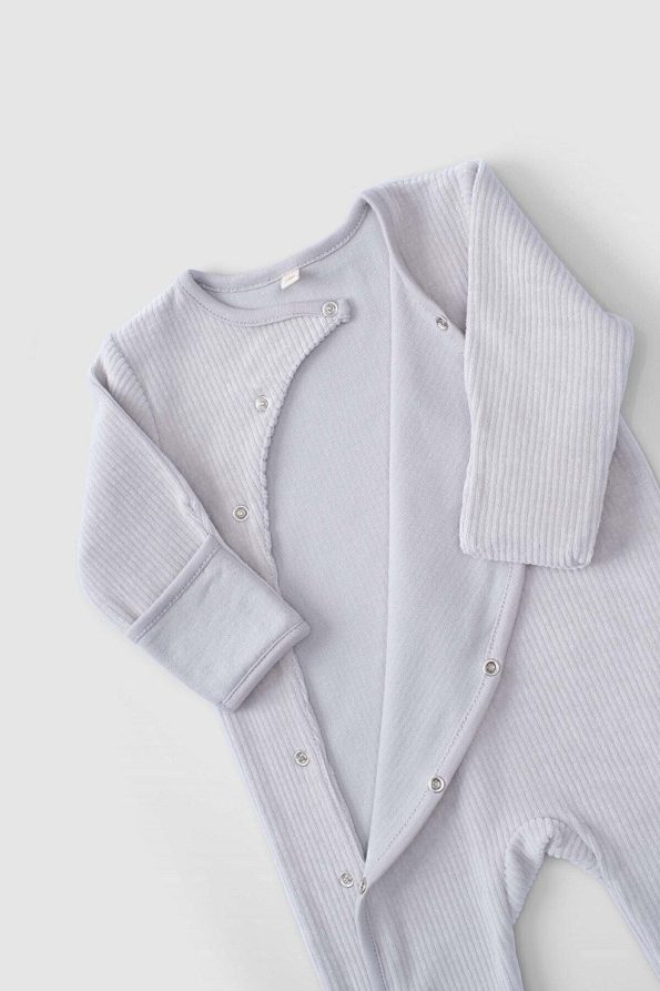 Little Gusto Self-Gloved Cuffed Velvet Baby Romper Gray
