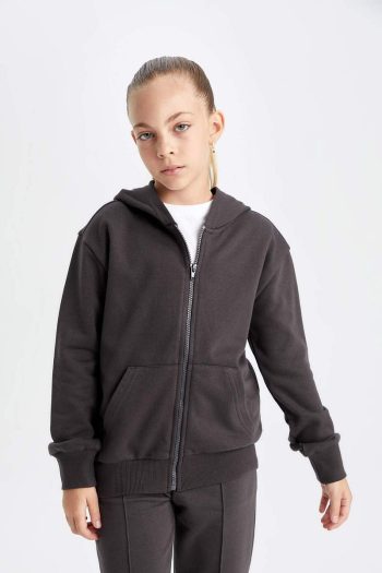 Basic Zip-Up Hoodie for Girls