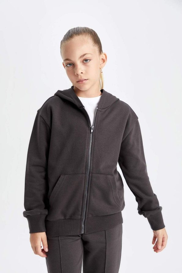 Basic Zip-Up Hoodie for Girls