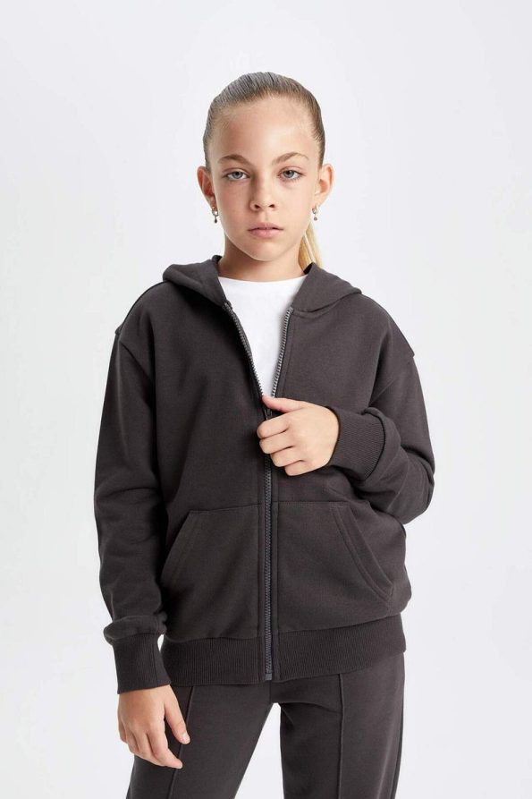 Basic Zip-Up Hoodie for Girls
