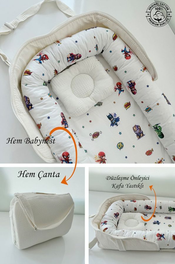 Jaju Baby Nest Portable Baby Nest with Bag Cute Character Design