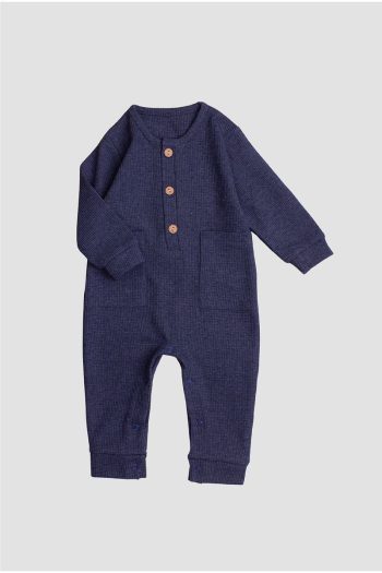Chicsy Baby Waffle Cotton Onesie with Wooden Buttons