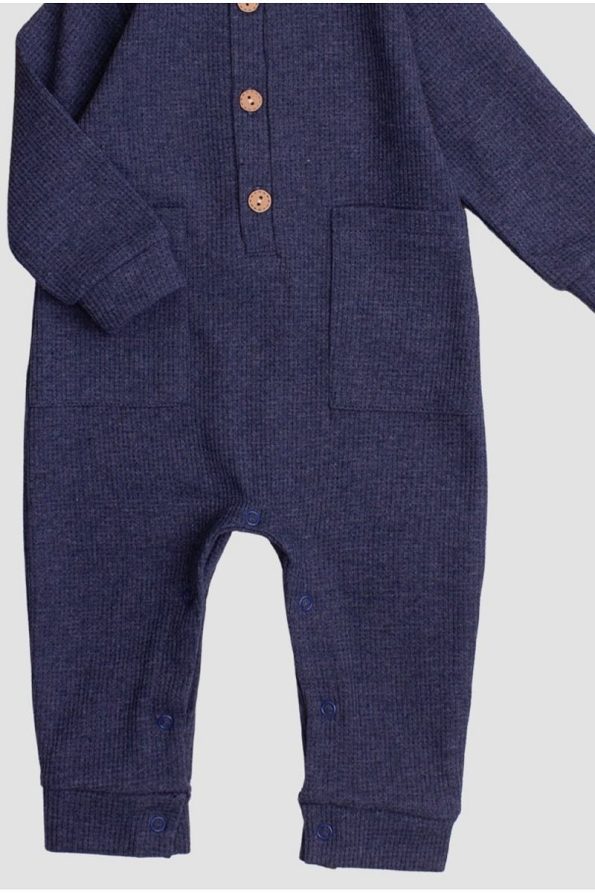 Chicsy Baby Waffle Cotton Onesie with Wooden Buttons